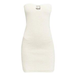 Nanushka Dress Mini Beige Ecru Textured Size M